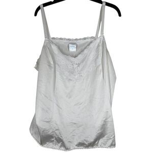 Vtg Velrose White Lace Slip Tank Top Womens Sz 2X Romantic Coquette Cami